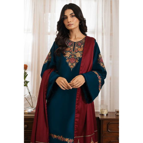 Premium Embroidered Dhanak Suit (3 Piece)