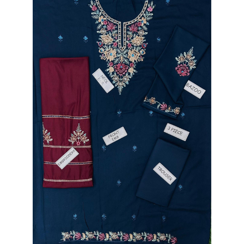 Premium Embroidered Dhanak Suit (3 Piece)