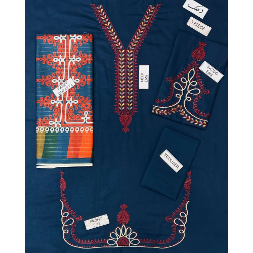 Premium Embroidered Dhanak Suit (3 Piece)