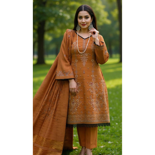 Woman wearing a brown traditional outfit with a matching dupatta in a park setting