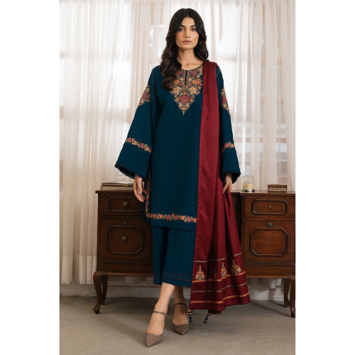 Premium Embroidered Dhanak Suit (3 Piece)