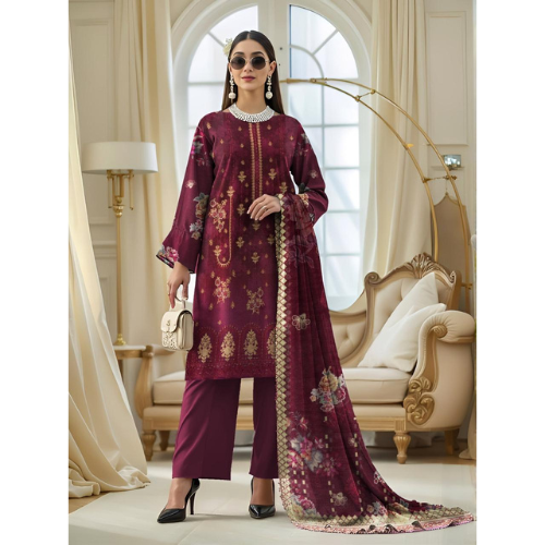 Premium Embroidered Viscose Suit (3-Piece)