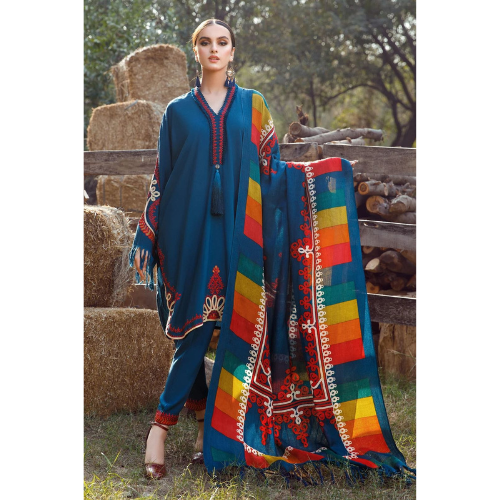 Premium Embroidered Dhanak Suit (3 Piece)