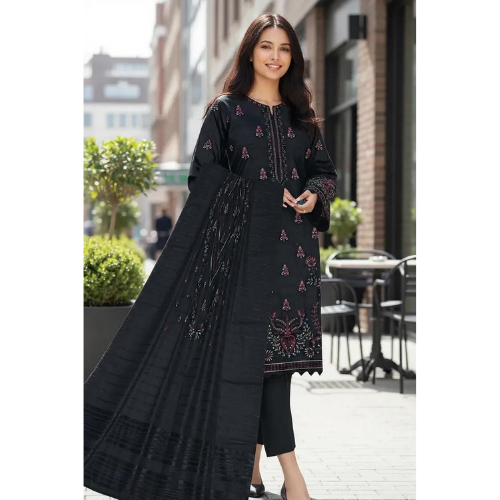 Premium Embroidered Dhanak Suit (3-Piece)