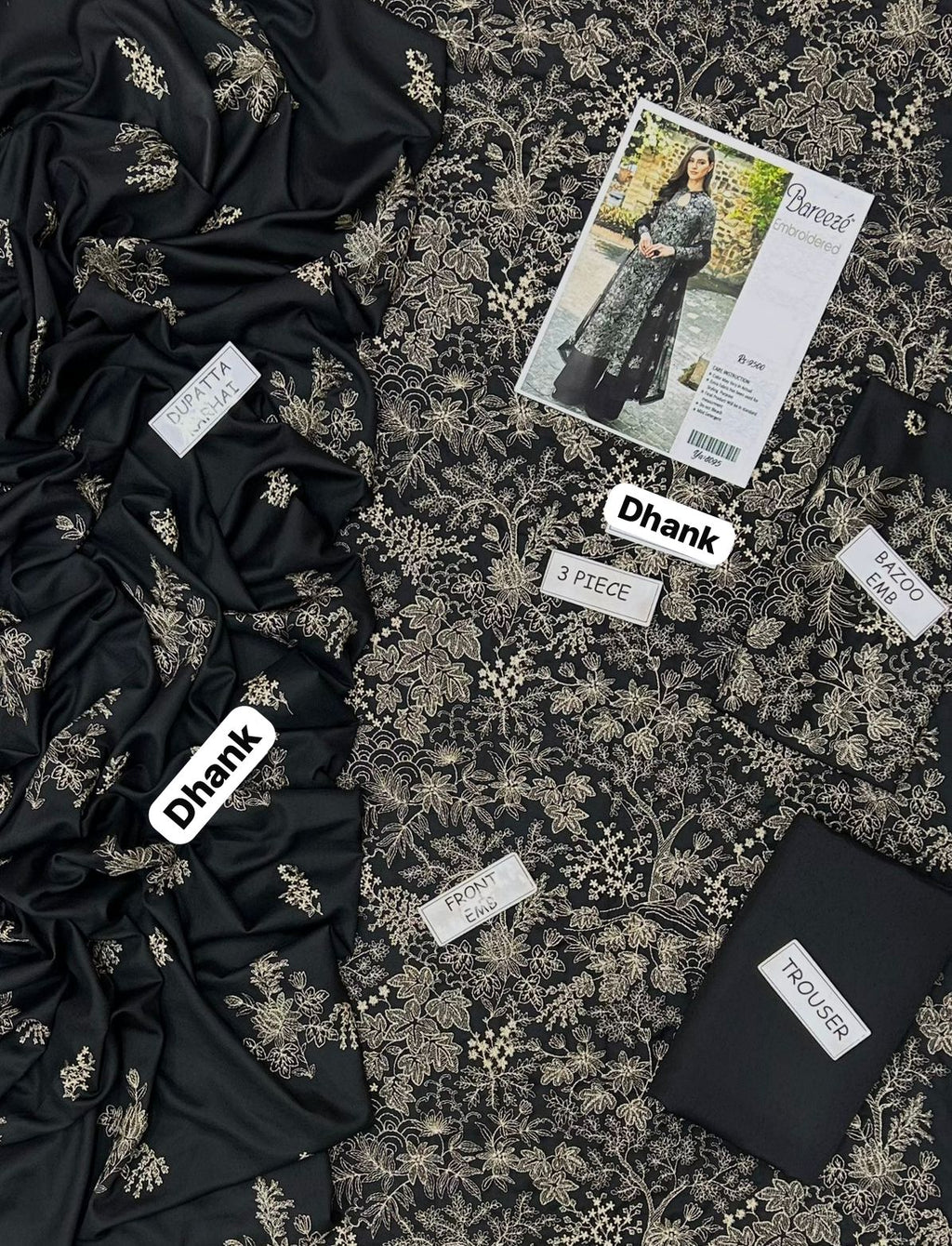 Premium Embroidered Dhanak Suit (3 Piece)