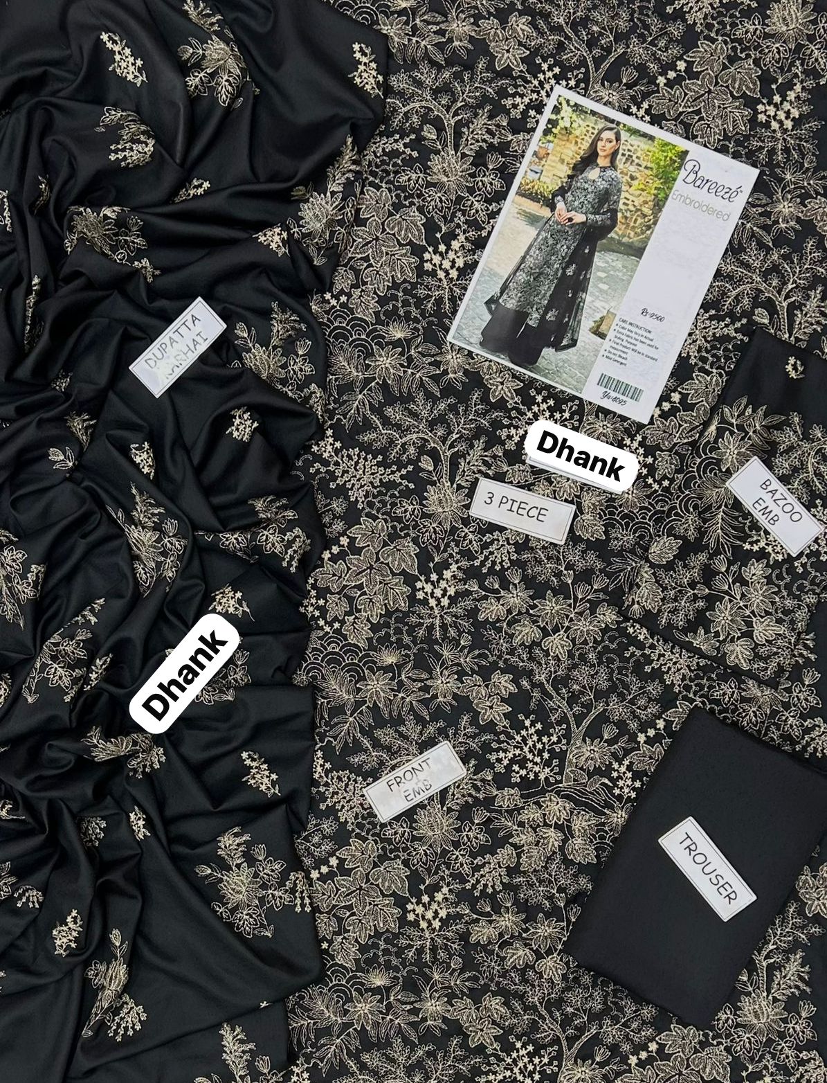 Premium Embroidered Dhanak Suit (3 Piece)