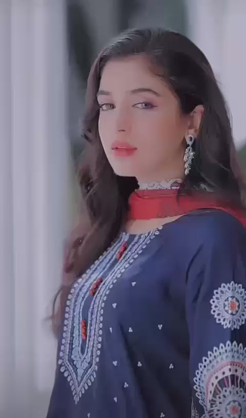 Premium Embroidered Dhanak Suit (3 Piece)